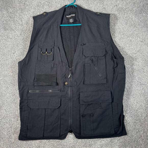 Humvee Adventure Gear Vest Mens XL Black Utility Photography Safari Mesh Pockets - Picture 1 of 13